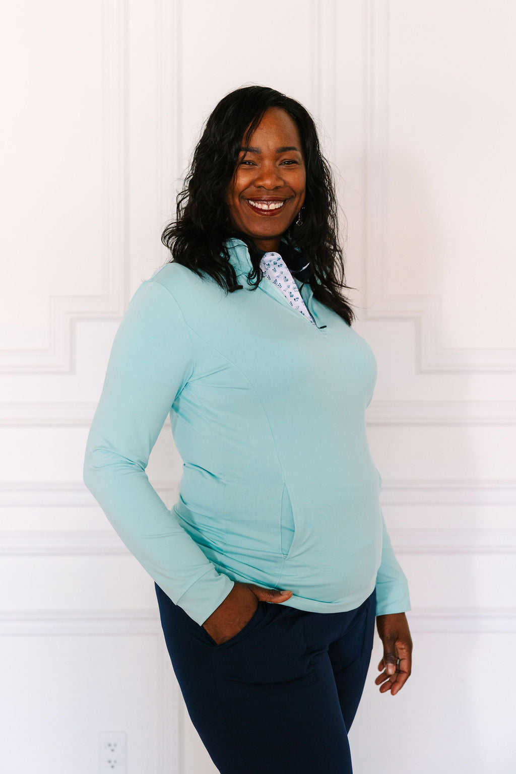 Mint Chip Quarter Zip Sweater