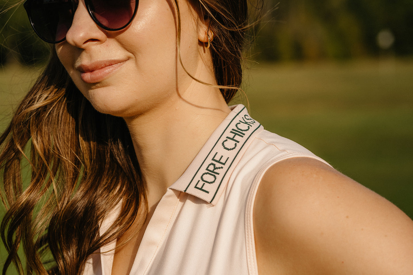 Fore Chicks V-Neck Golf Polo | Soft Matte Spring & Fall Golf Shirt with Ribbed Collar Detail