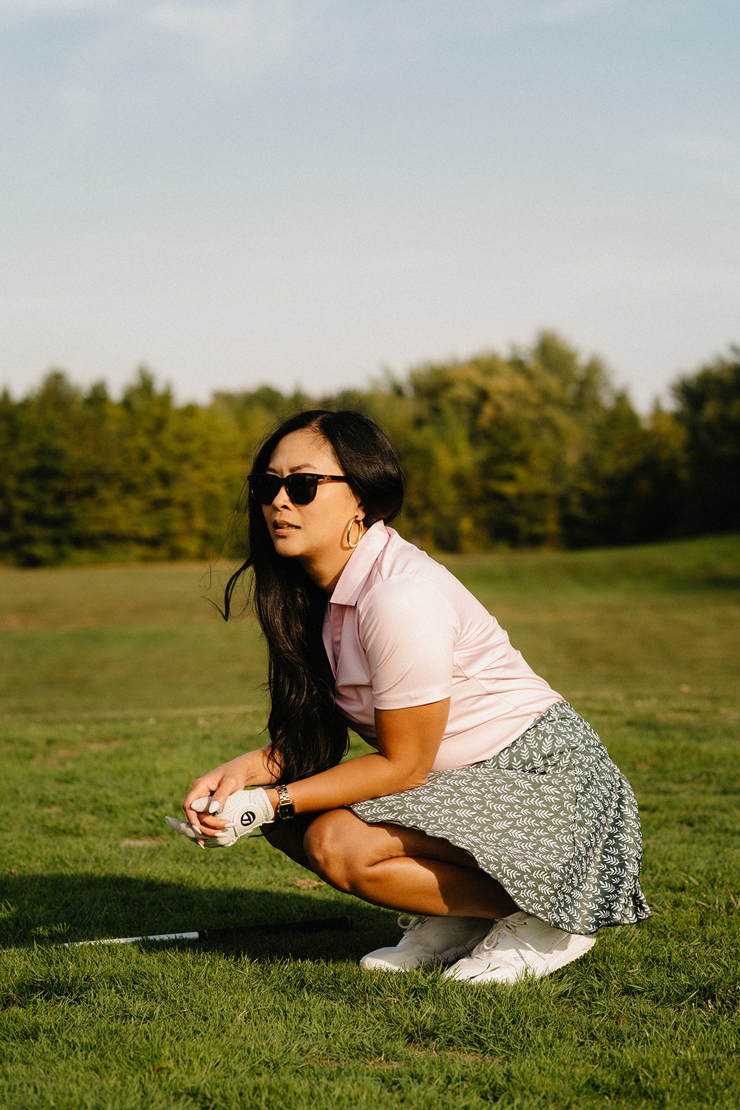 Sunday Pink Golf Polo | V-Neck Performance Shirt