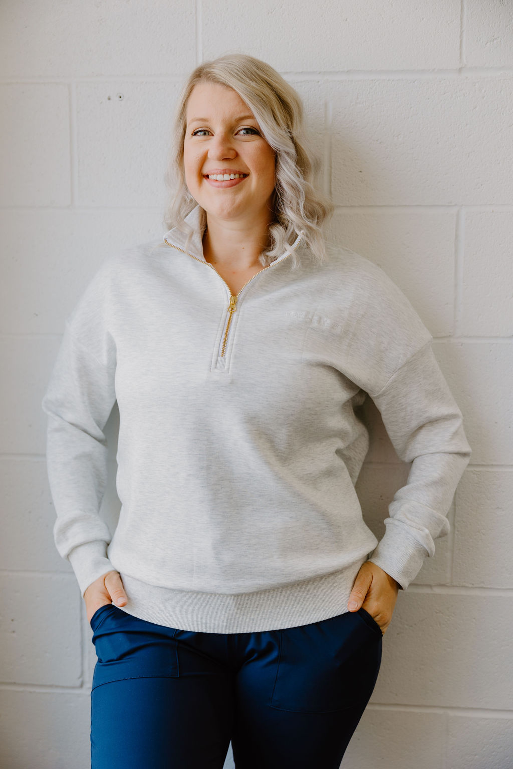 Grey quarter zip pullover shop