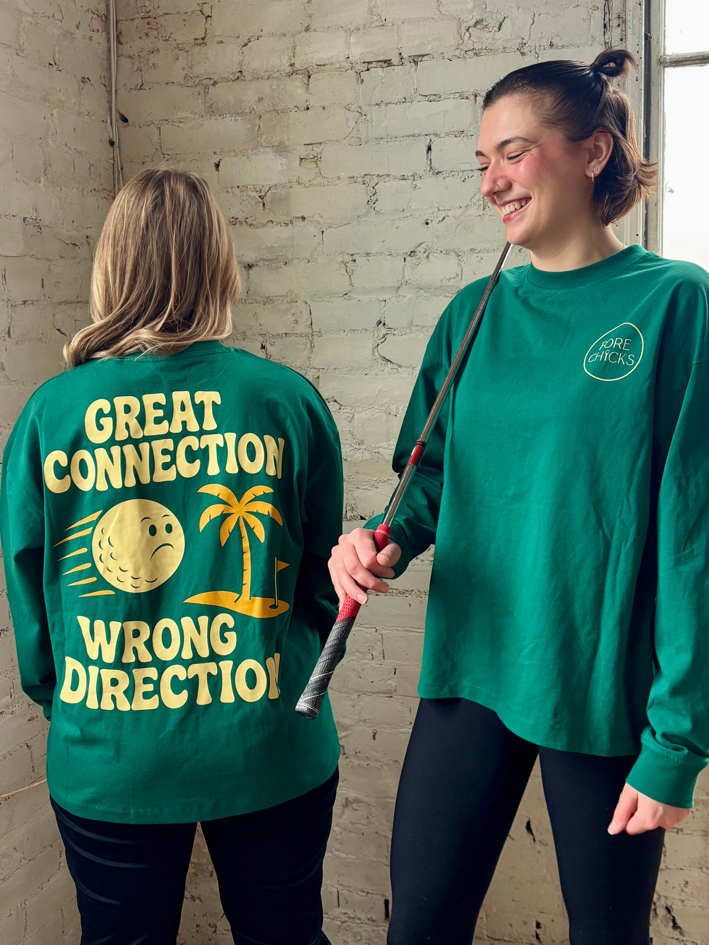 Great Connection Wrong Direction Oversized Long Sleeve Golf T