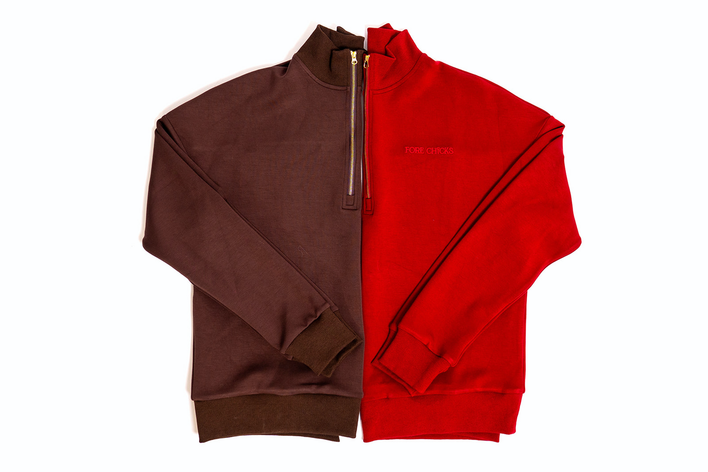 Women’s Gold Zip Scuba Quarter-Zip Sweater – Soft Stretch Golf & Lounge Pullover