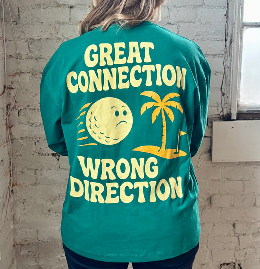 Great Connection Wrong Direction Oversized Long Sleeve Golf T-Shirt | Unisex | Fore Chicks