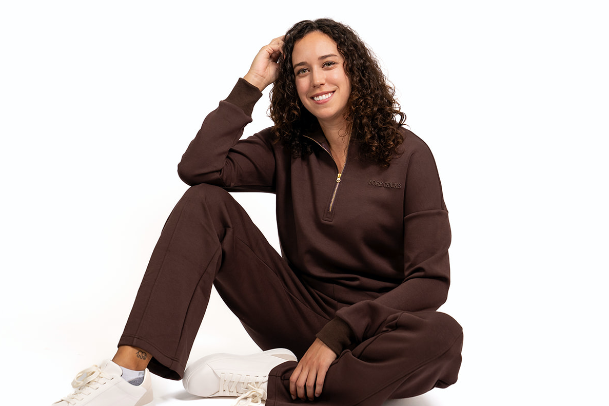 Women’s Gold Zip Scuba Quarter-Zip Sweater – Soft Stretch Golf & Lounge Pullover