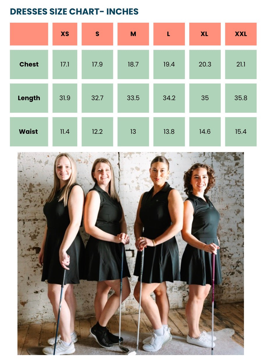 Luxe Links Golf Dress – Women’s Sleeveless Golf Dress with Shorts | Black, Navy & Seafoam Green