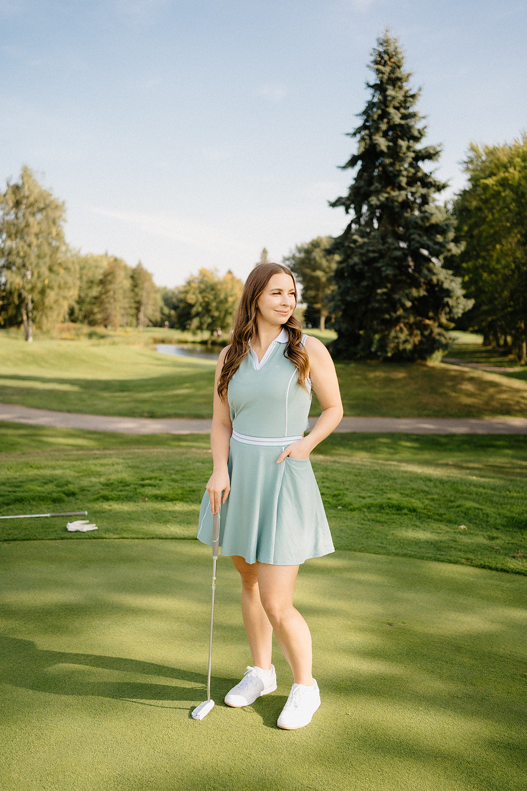 Luxe Links Golf Dress – Women’s Sleeveless Golf Dress with Shorts | Black, Navy & Seafoam Green